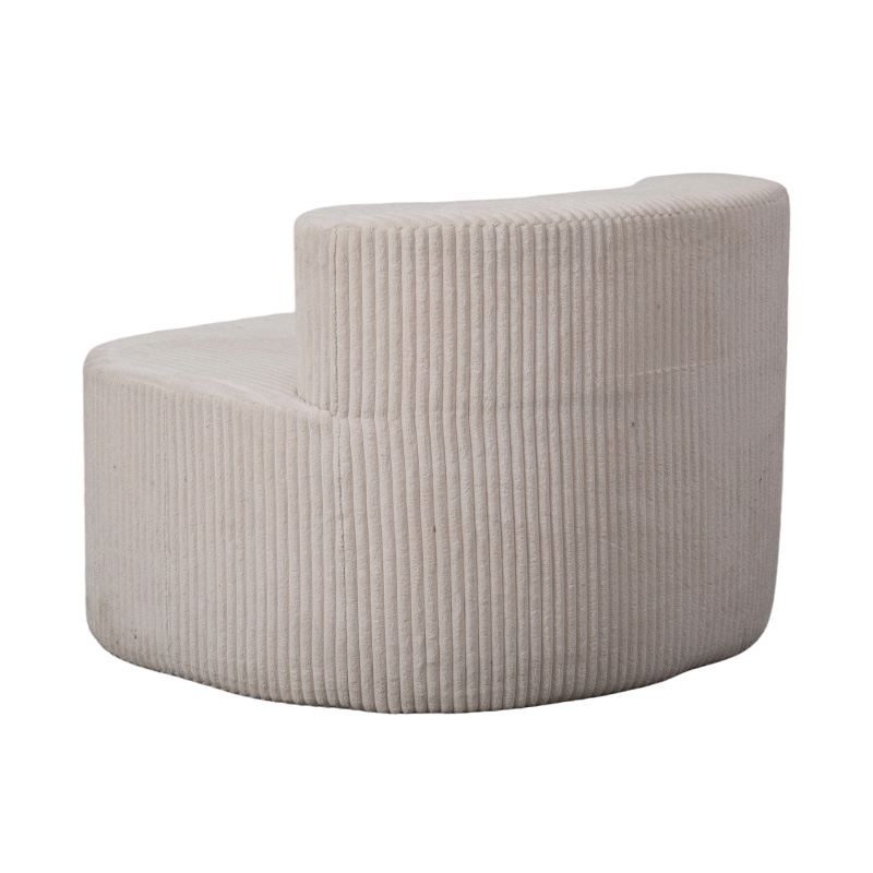 Yhden hengen sohva vaalea beige vakosametti kaareva selkänoja Yhden hengen sohva vaalea beige vakosametti kaareva selkänoja