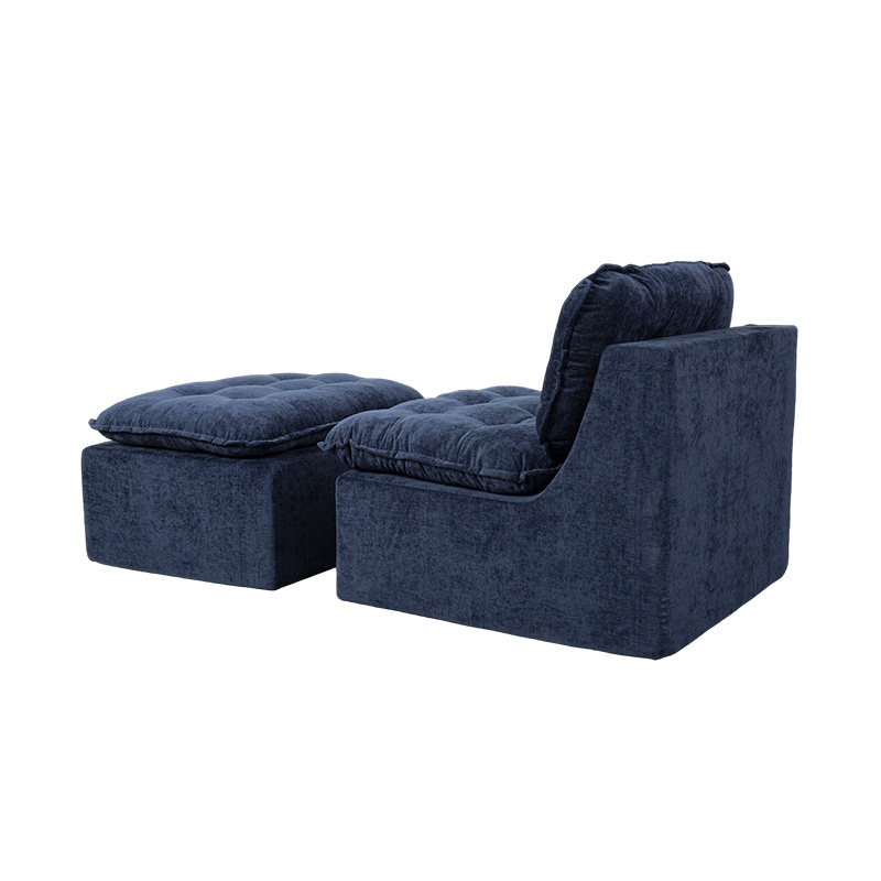 Modulaarinen täysvaahtoinen sohvasarja syvänsinistä vakosamettia, pehmustettu selkänoja ja yhteensopiva ottomaani Modulaarinen täysvaahtoinen sohvasarja syvänsinistä vakosamettia, pehmustettu selkänoja ja yhteensopiva ottomaani