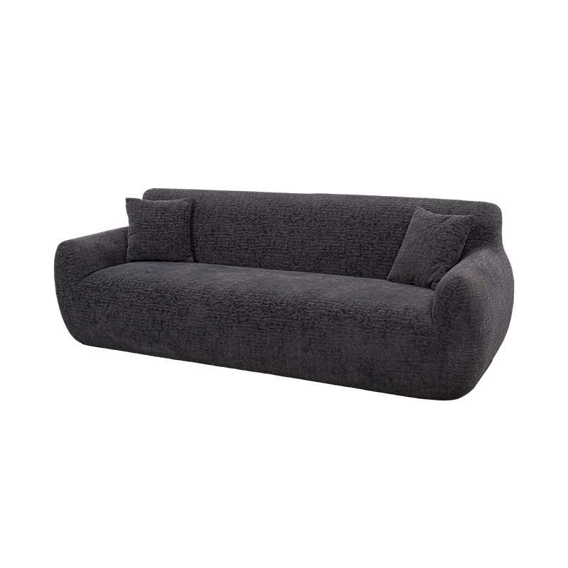 3–4-paikkainen täysvaahtomuovisohva tummanharmaasta jacquard-šenillekankaasta 3–4-paikkainen täysvaahtomuovisohva tummanharmaasta jacquard-šenillekankaasta