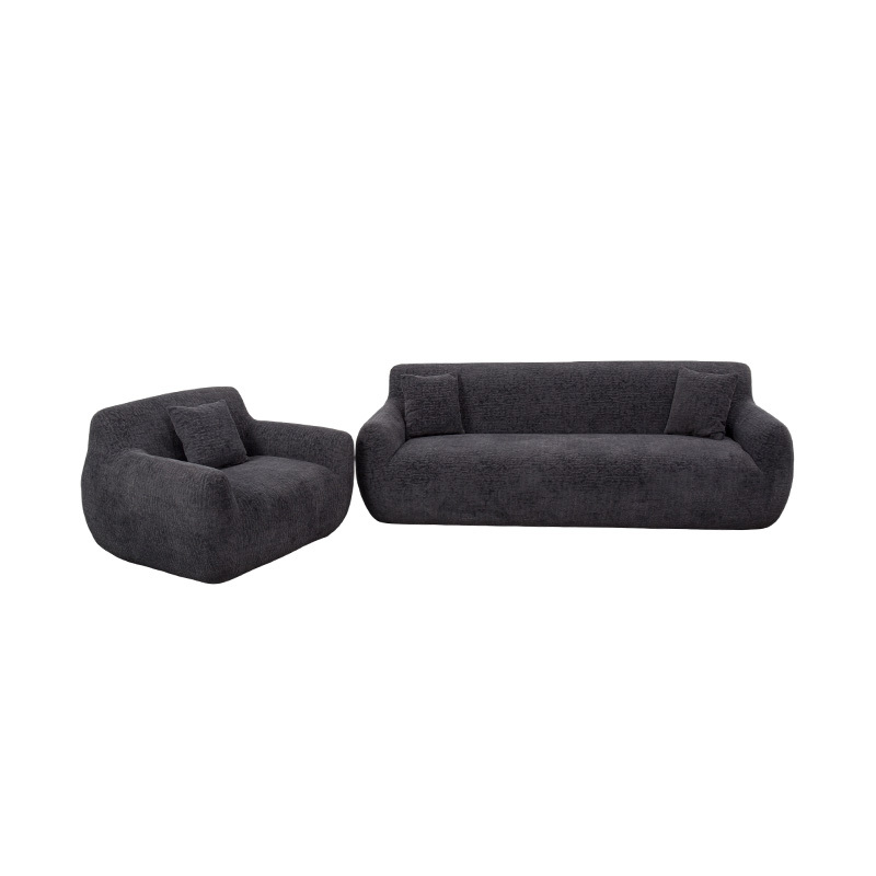 Täysvaahtoinen hug-tyylinen yhden hengen sohva, jossa on vahva šenillekangas ja hienovarainen jacquard-kuvio Täysvaahtoinen hug-tyylinen yhden hengen sohva, jossa on vahva šenillekangas ja hienovarainen jacquard-kuvio