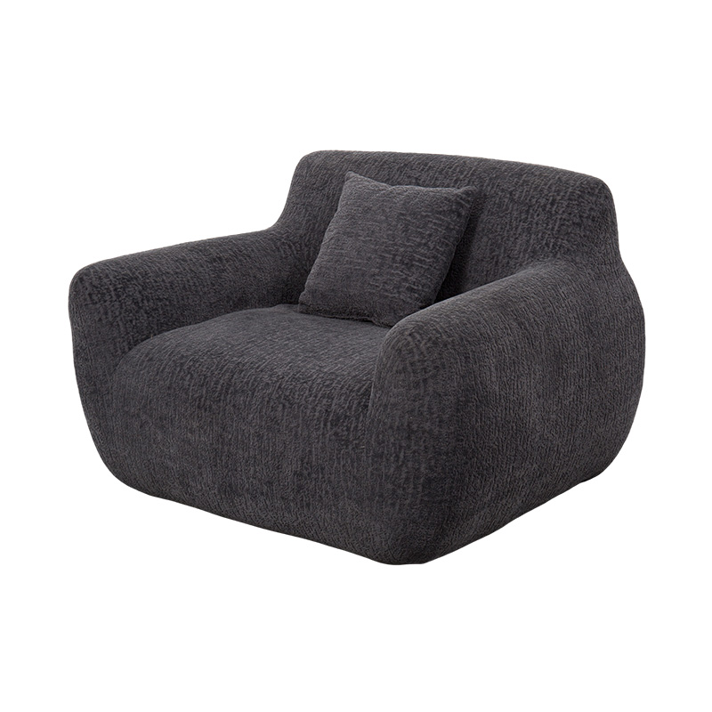 Täysvaahtoinen hug-tyylinen yhden hengen sohva, jossa on vahva šenillekangas ja hienovarainen jacquard-kuvio Täysvaahtoinen hug-tyylinen yhden hengen sohva, jossa on vahva šenillekangas ja hienovarainen jacquard-kuvio